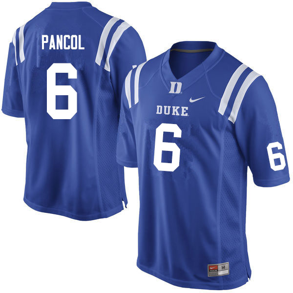 Men #6 Eli Pancol Duke Blue Devils College Football Jerseys Sale-Blue